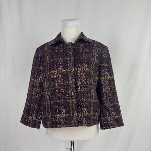 St John Couture Tweed Jacket Blazer Purple Gold Gray Formal Metallic 10 Medium